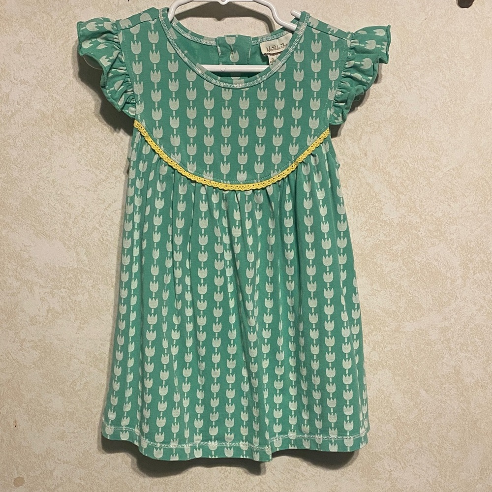 Matilda Jane Mint Green Tulip Print Dress with Yellow Trim